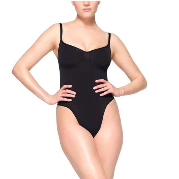 Skims S/M sculpting thong bodysuit compression onyx black NWOT MSRP $70 - Picture 6 of 8